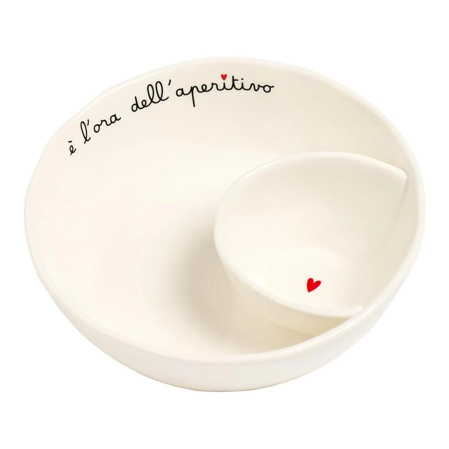 Simple Day Coppa Aperitivo "È l'Ora dell'Aperitivo" — Gres con Scomparto, Ø20x6 cm
