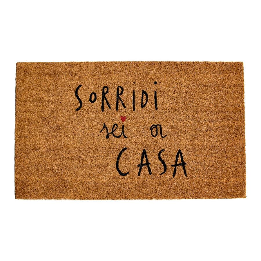 Simple Day Zerbino "Sorridi, Sei a Casa" — Fibra di Cocco Naturale e Gomma, 45x75 cm