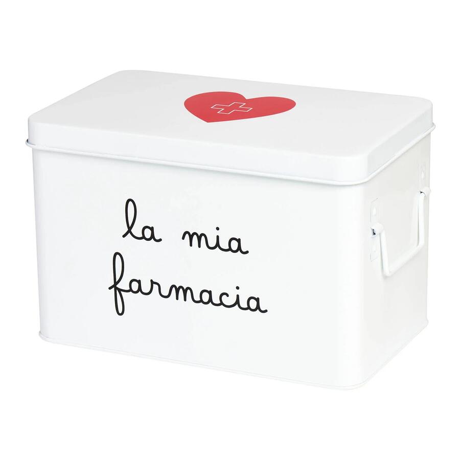 Simple Day Scatola "La Mia Farmacia" Bianca — Acciaio Verniciato, 32x19x20 cm