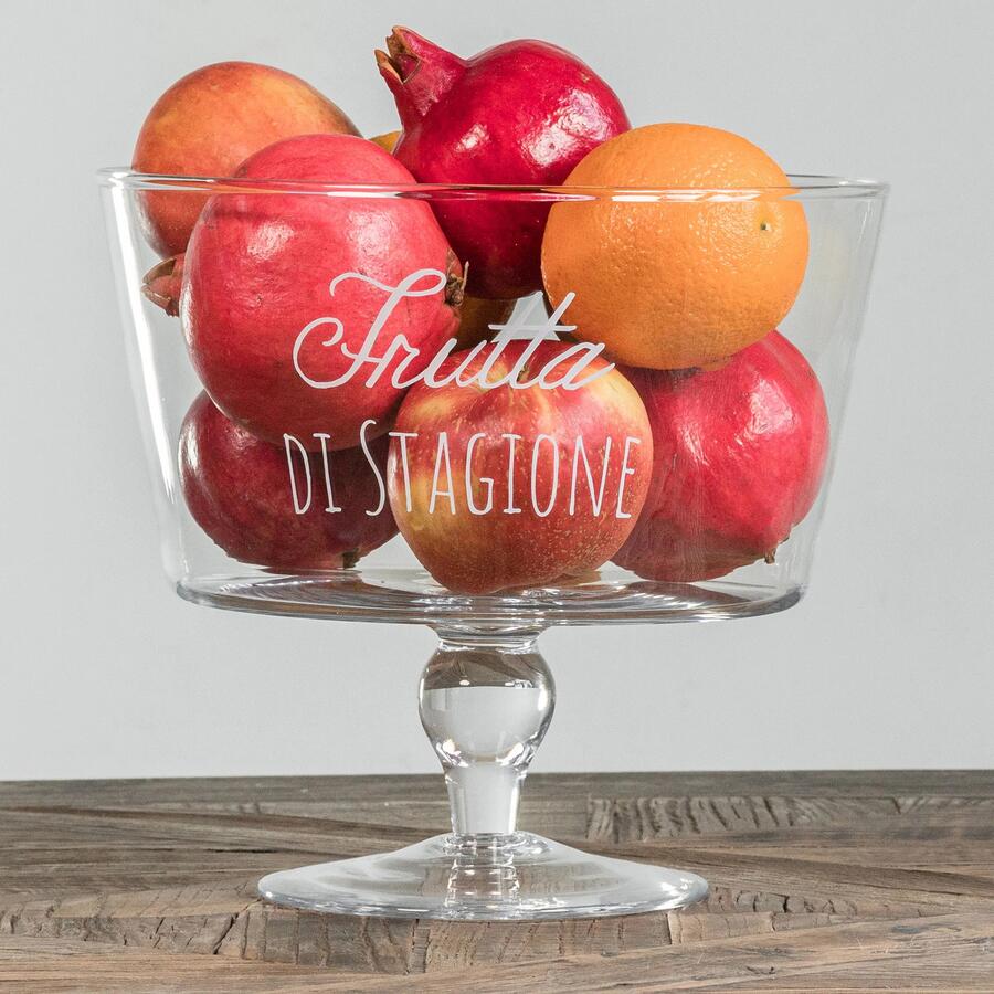 Simple Day Alzata Porta Frutta "Frutta di Stagione" — Vetro Soffiato a Bocca, Ø26,5x24 cm