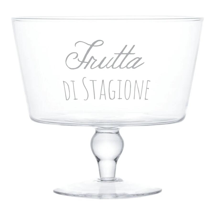 Simple Day Alzata Porta Frutta "Frutta di Stagione" — Vetro Soffiato a Bocca, Ø26,5x24 cm