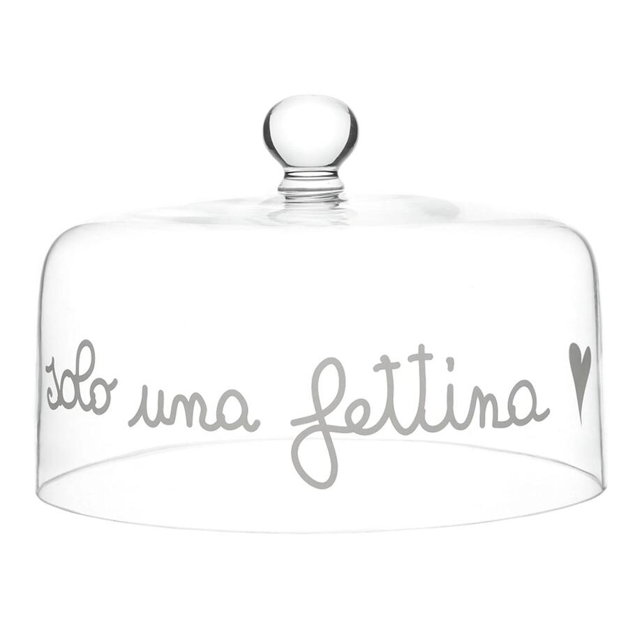 Simple Day Set Alzata + Campana "Solo Una Fettina" — Vetro Soffiato, Ø30x11 cm + Ø28,5x13 cm