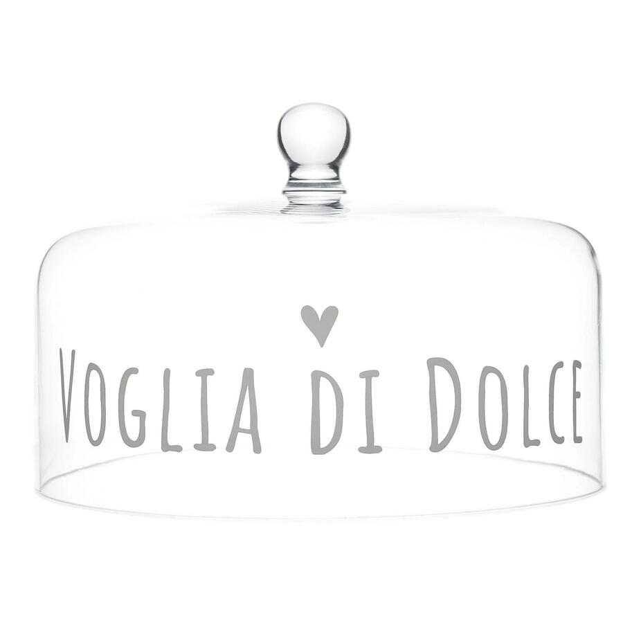 Simple Day Set Alzata + Campana "Voglia di Dolce" — Vetro Soffiato, Ø30x11 cm + Ø28,5x13 cm