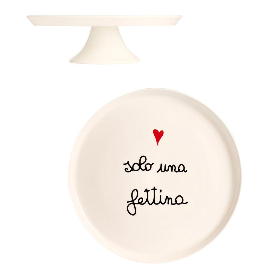 Simple Day Alzata Porta Torta "Solo Una Fettina" — Gres, Ø31,5x10,5 cm
