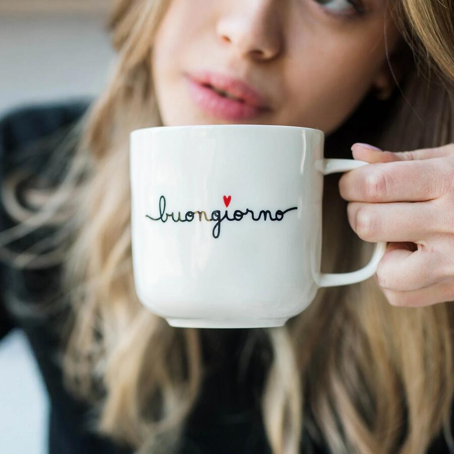 Simple Day Mug "Buongiorno" — Gres Porcellanato, Ø8x10 cm, 400 ml