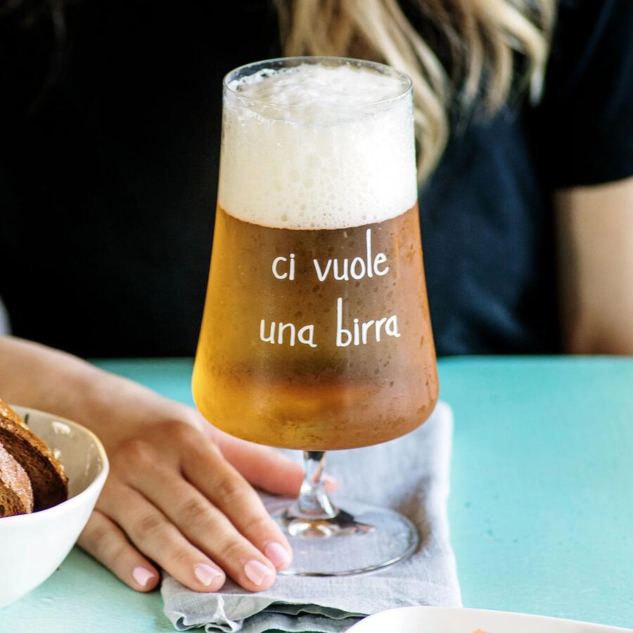 Simple Day Set 2 Calici Birra "Ci Vuole Una Birra" — Vetro, 55 cl