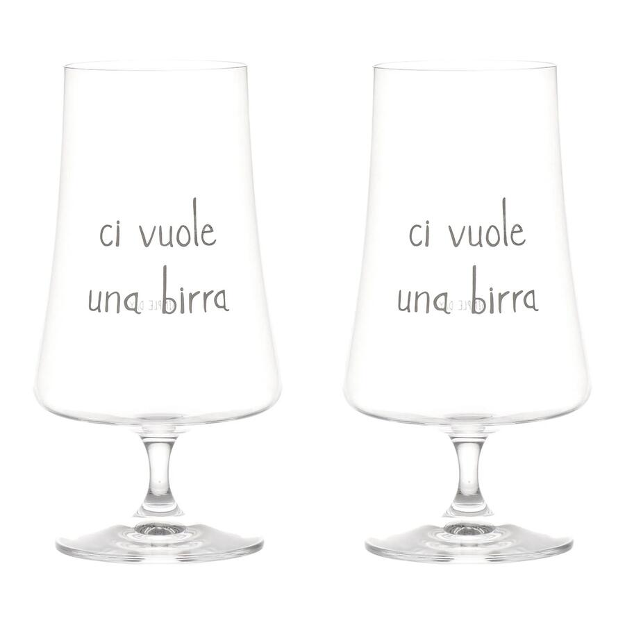 Simple Day Set 2 Calici Birra "Ci Vuole Una Birra" — Vetro, 55 cl