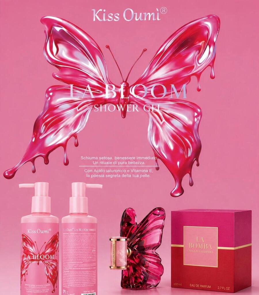 Kiss Oumi La Bloom (Dupe La Bomba) Shower Gel da 500 ML [Conf. da 12 pezzi]