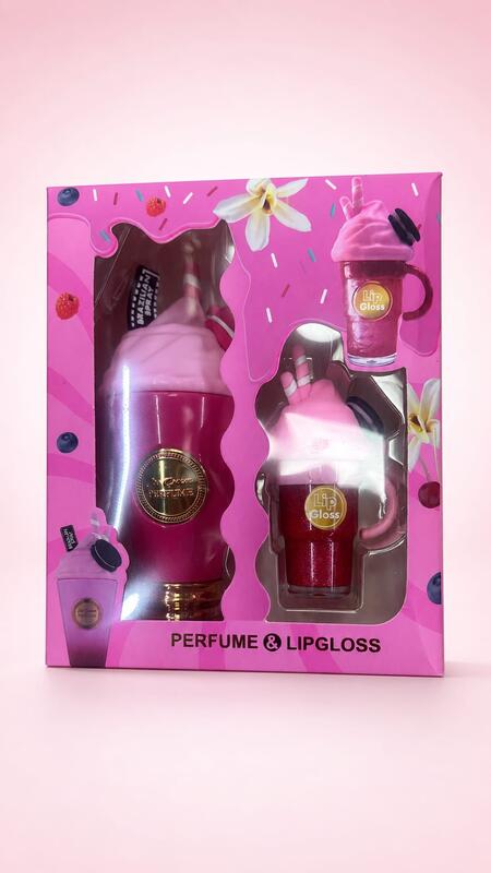 Perfume & Lip Gloss Rosa Scuro