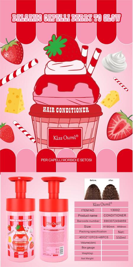 Kiss Oumi Balsamo Per Capelli Da 550 Ml Berry To Glow [Conf. da 12 pezzi]