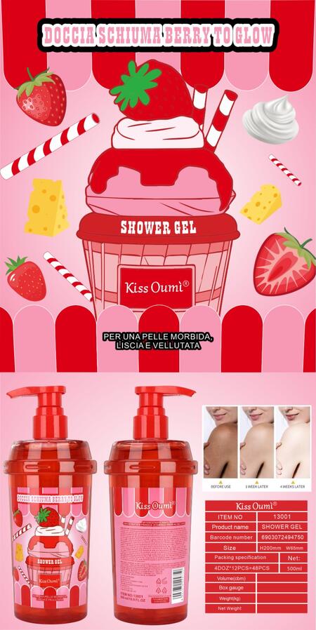 Kiss Oumi Bagnoschiuma Berry to Glow da 500 ml [Conf. da 12 pezzi]