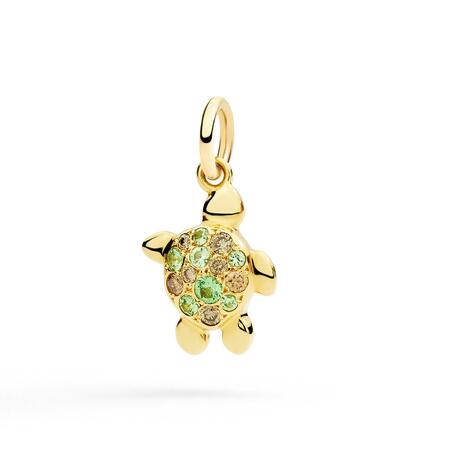 DoDo Ciondolo Tartaruga in Oro Giallo Tsavoriti e Diamanti