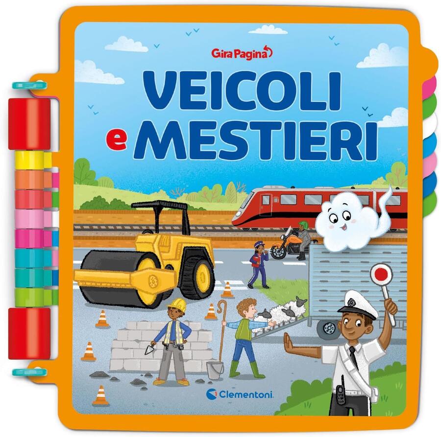 Clementoni - 16646 - Sapientino - Girapagina, Veicoli E Mestieri - Libro Educativo Ed Interattivo per Stimolare L'Interesse alla Lettura, per Bambini dai 2 Anni (Gioco in Italiano)