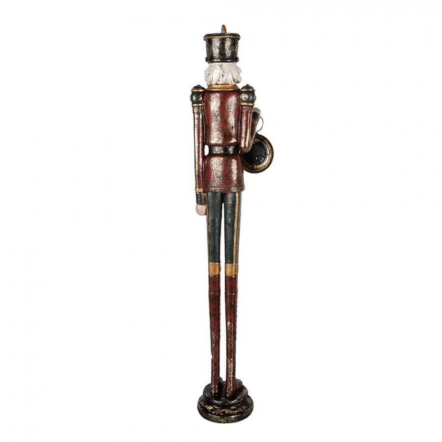 Clayre & Eef Statuina Schiaccianoci con Orologio in Poliresina, Rosso e Oro, 66 cm