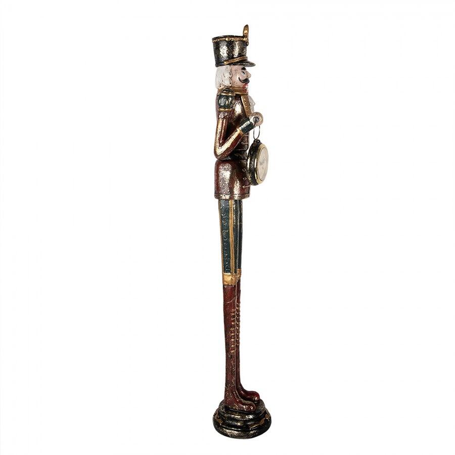 Clayre & Eef Statuina Schiaccianoci con Orologio in Poliresina, Rosso e Oro, 66 cm