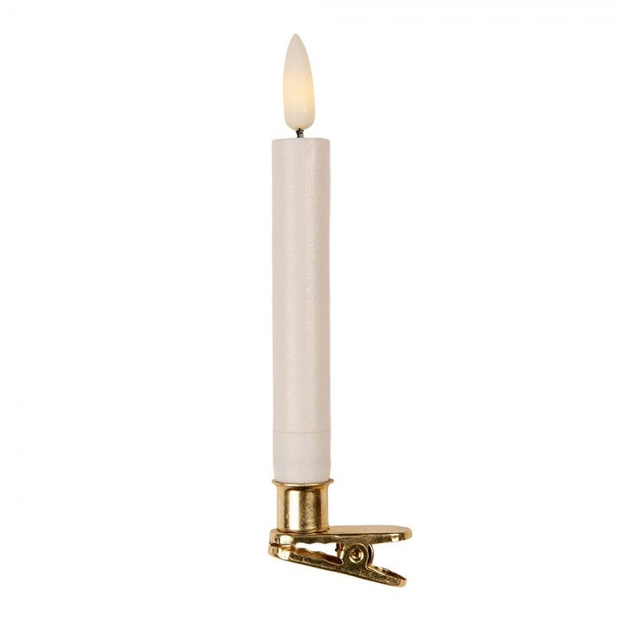 Clayre & Eef Set 10 Candele da Cena a LED con Clip, Bianco Effetto Cera, 14 cm