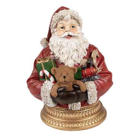 Clayre & Eef Statuetta Decorativa Babbo Natale a Busto, Rosso, 29 cm