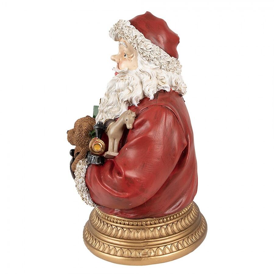 Clayre & Eef Statuetta Decorativa Babbo Natale a Busto, Rosso, 29 cm
