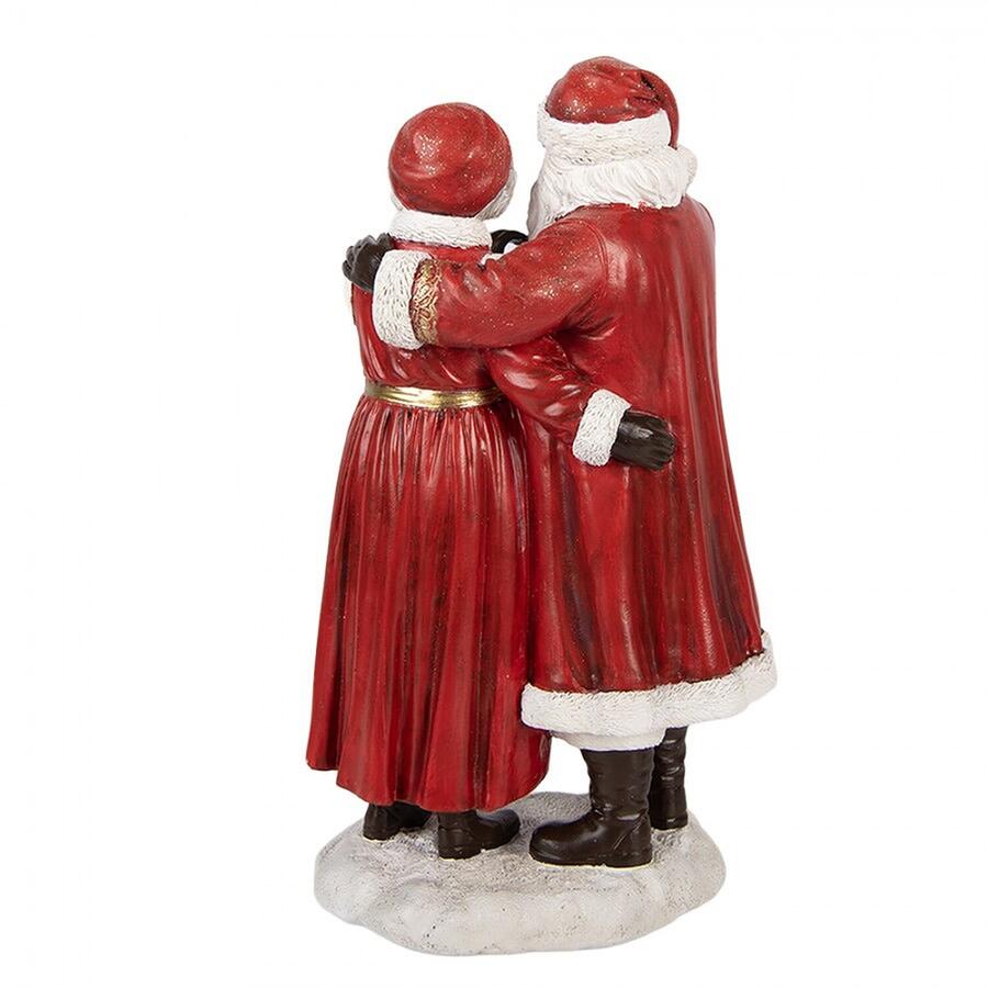 Clayre & Eef Statuetta Decorativa Babbo Natale e Signora, Rosso, 23 cm