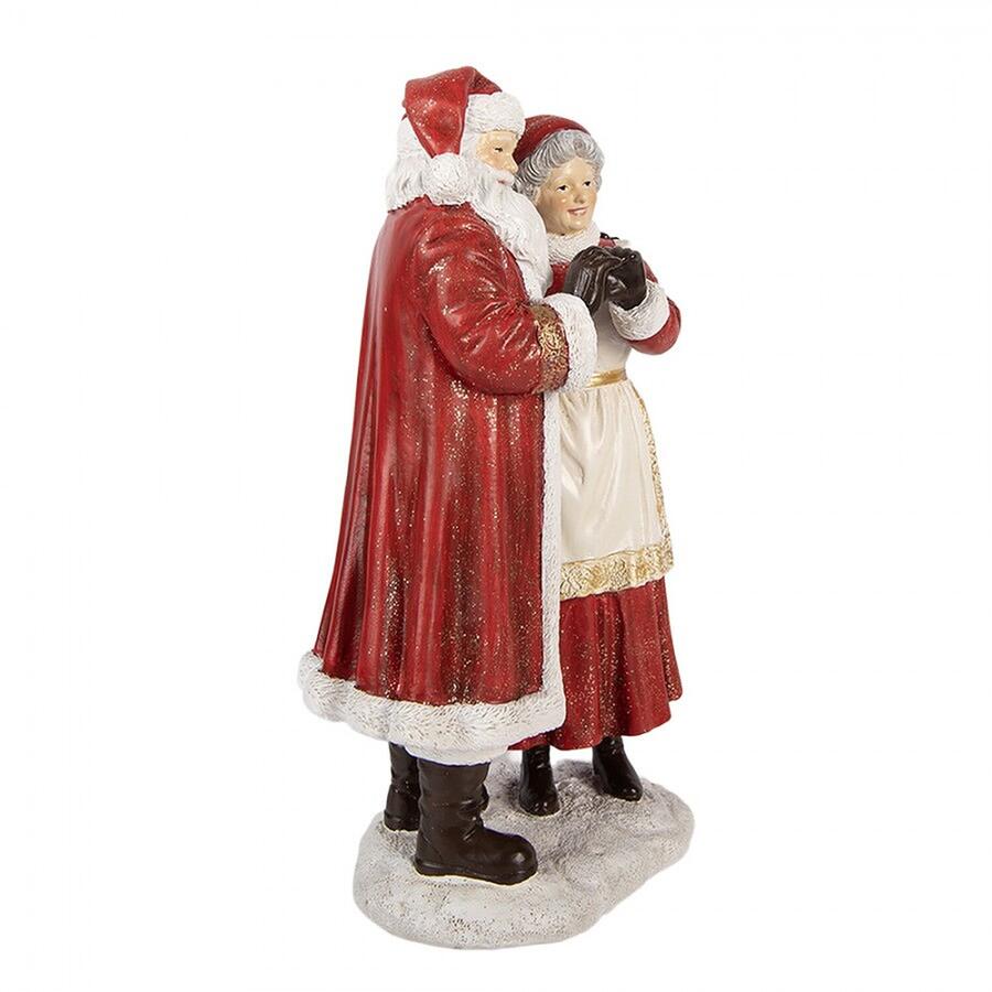 Clayre & Eef Statuetta Decorativa Babbo Natale e Signora, Rosso, 23 cm