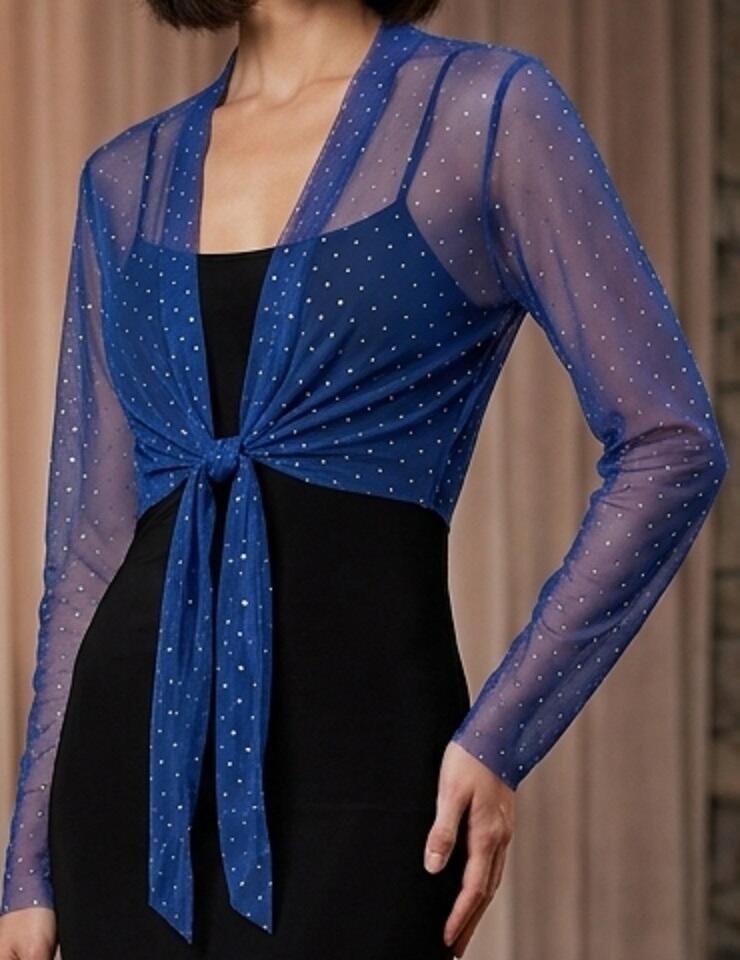 coprispalle bolero in tulle elastico con punti luce argento 11-0015