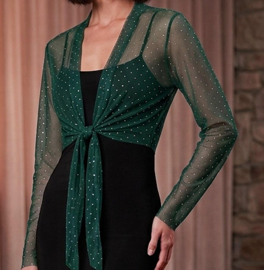 coprispalle bolero in tulle elastico con punti luce argento 11-0015