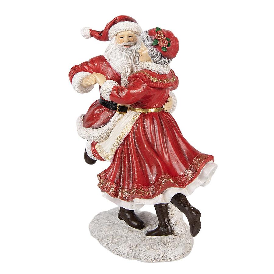 Clayre & Eef Decorazione Babbo Natale e Signora che Ballano, Rosso e Bianco, 23 cm