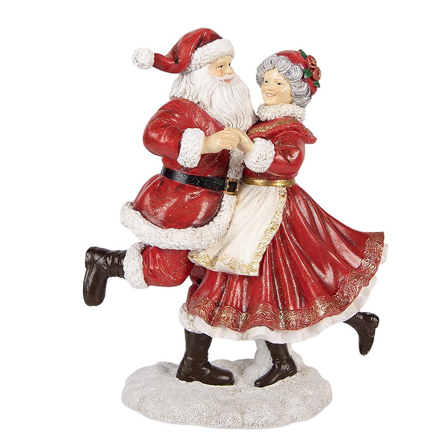 Clayre & Eef Decorazione Babbo Natale e Signora che Ballano, Rosso e Bianco, 23 cm