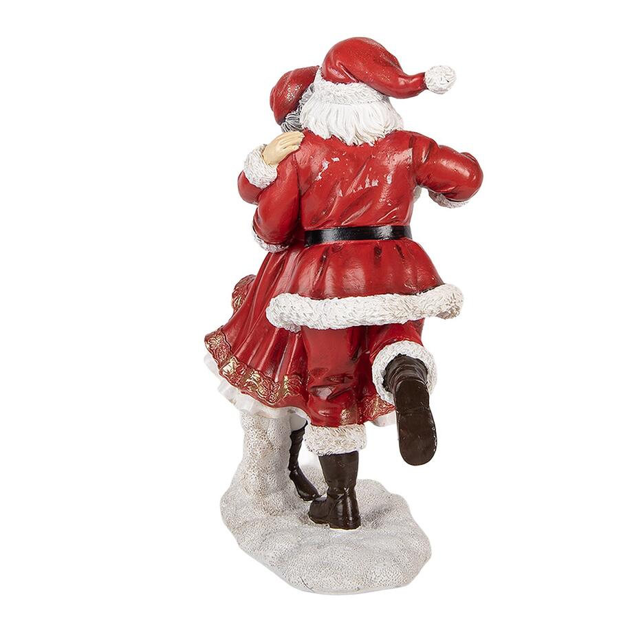 Clayre & Eef Decorazione Babbo Natale e Signora che Ballano, Rosso e Bianco, 23 cm