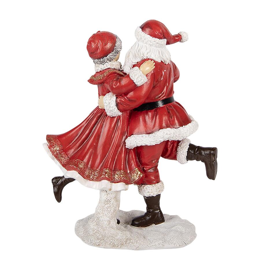 Clayre & Eef Decorazione Babbo Natale e Signora che Ballano, Rosso e Bianco, 23 cm
