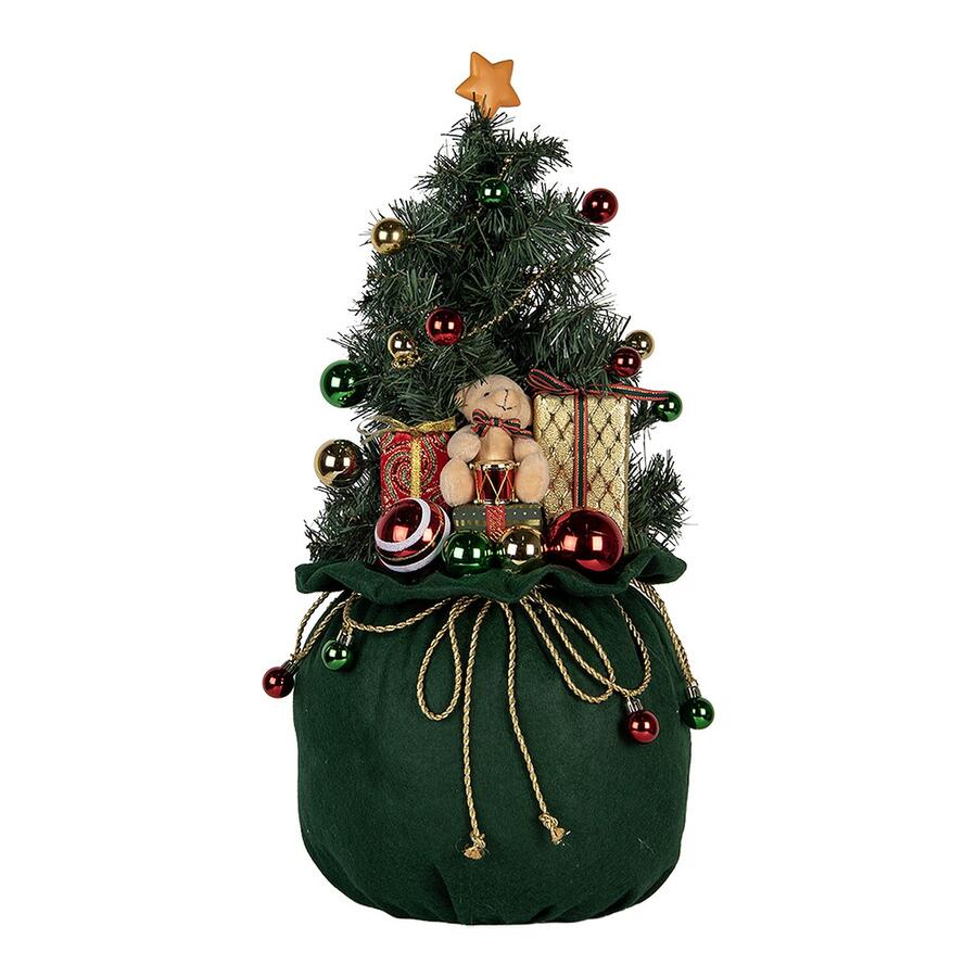 Clayre & Eef Decorazione Albero di Natale a LED in Sacco Regali, Verde, 68 cm
