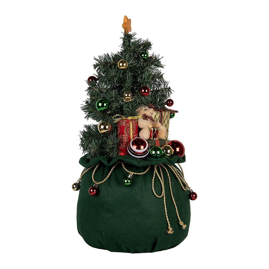 Clayre & Eef Decorazione Albero di Natale a LED in Sacco Regali, Verde, 68 cm