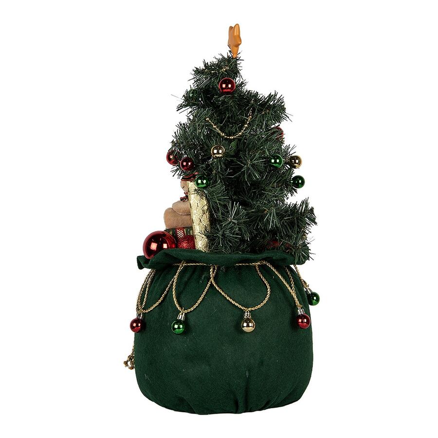 Clayre & Eef Decorazione Albero di Natale a LED in Sacco Regali, Verde, 68 cm