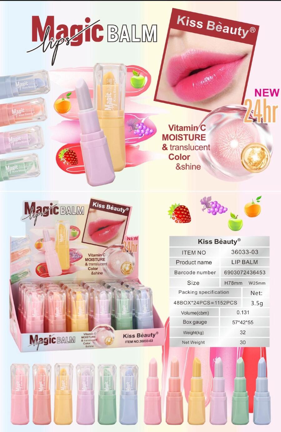 Kiss Beauty Magic Balm Lips [Conf. da 24 pezzi]