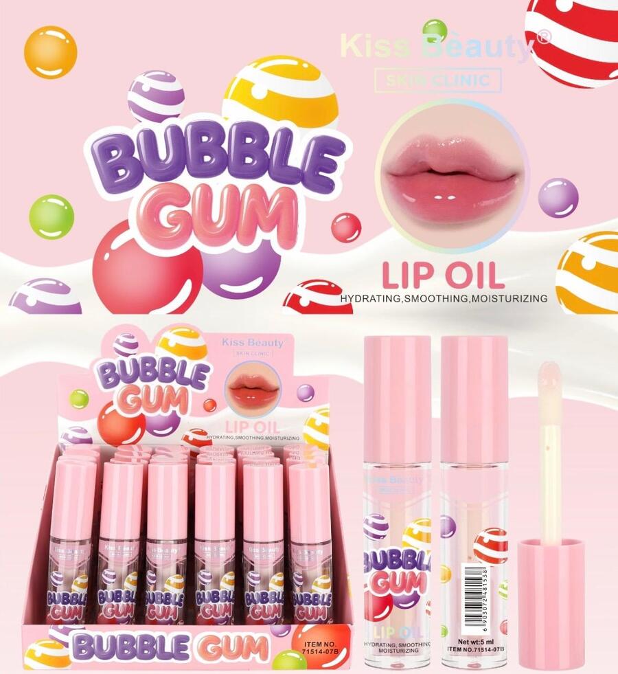 Kiss Beauty Lip Oil Bubble Gum [Conf. da 24 pezzi]