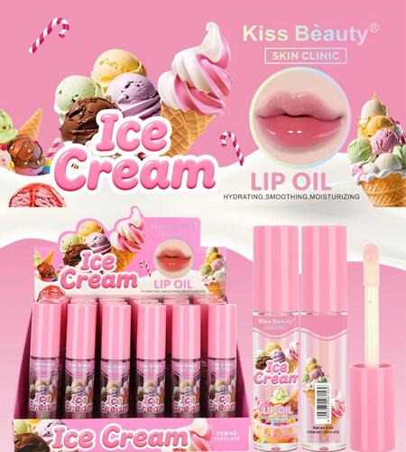 Kiss Beauty Lip Oil Ice Cream [Conf. da 24 pezzi]