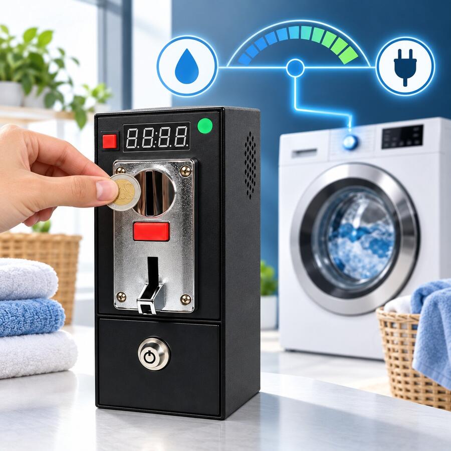 Gettoniera Elettronica per Lavatrice Domestica (Max 1900W) – Ideale per B&B e Strutture Ricettive