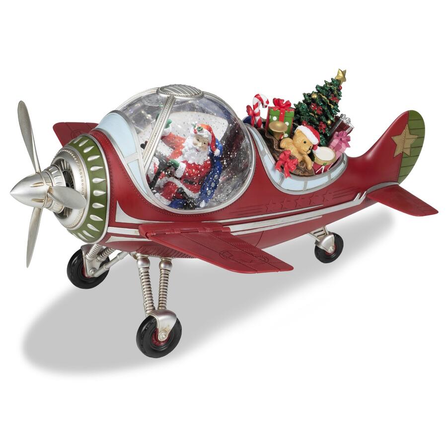 Fantin Aereo Boule de Neige Babbo Natale, Luci LED Musica e Movimento, 45x16,5xH24 cm