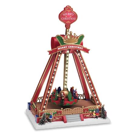 Fantin Giostra Altalena Boomerang Merry Christmas con Luci LED, Musica e Movimento - Poliresina 28,5x20,5xH45,5 cm