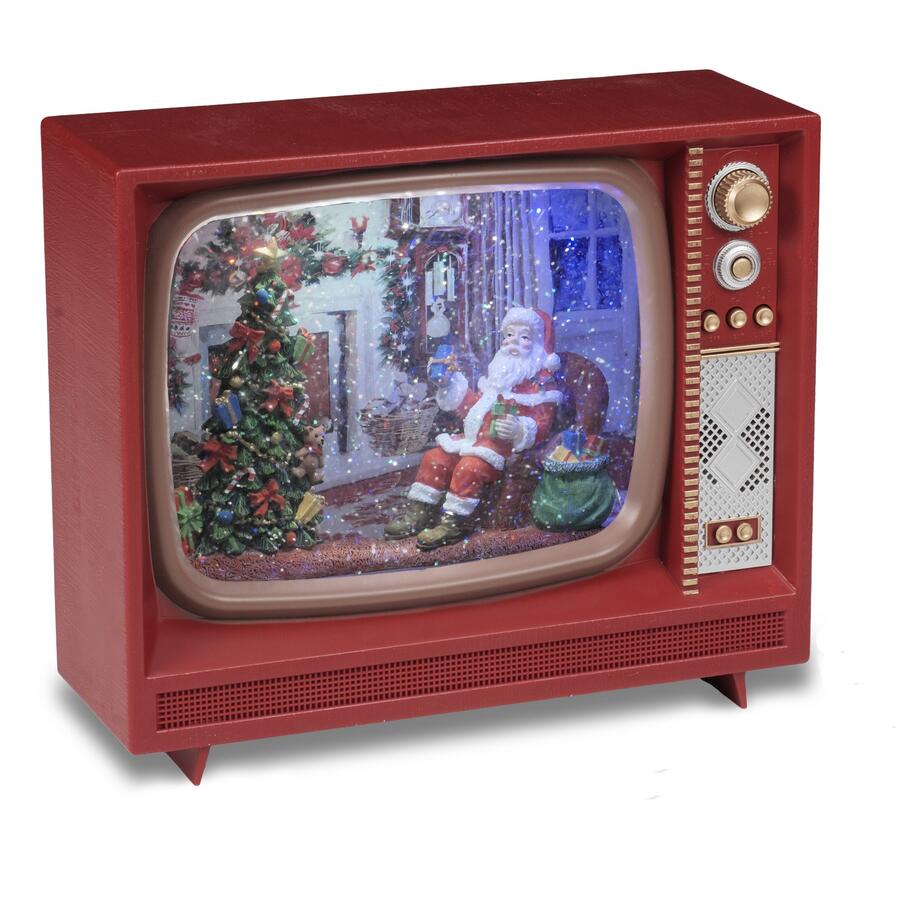 Fantin - TV Vintage Boule de Neige con Luci LED, Musica e Movimento, cm 24,8 x 6,6 x H21,3