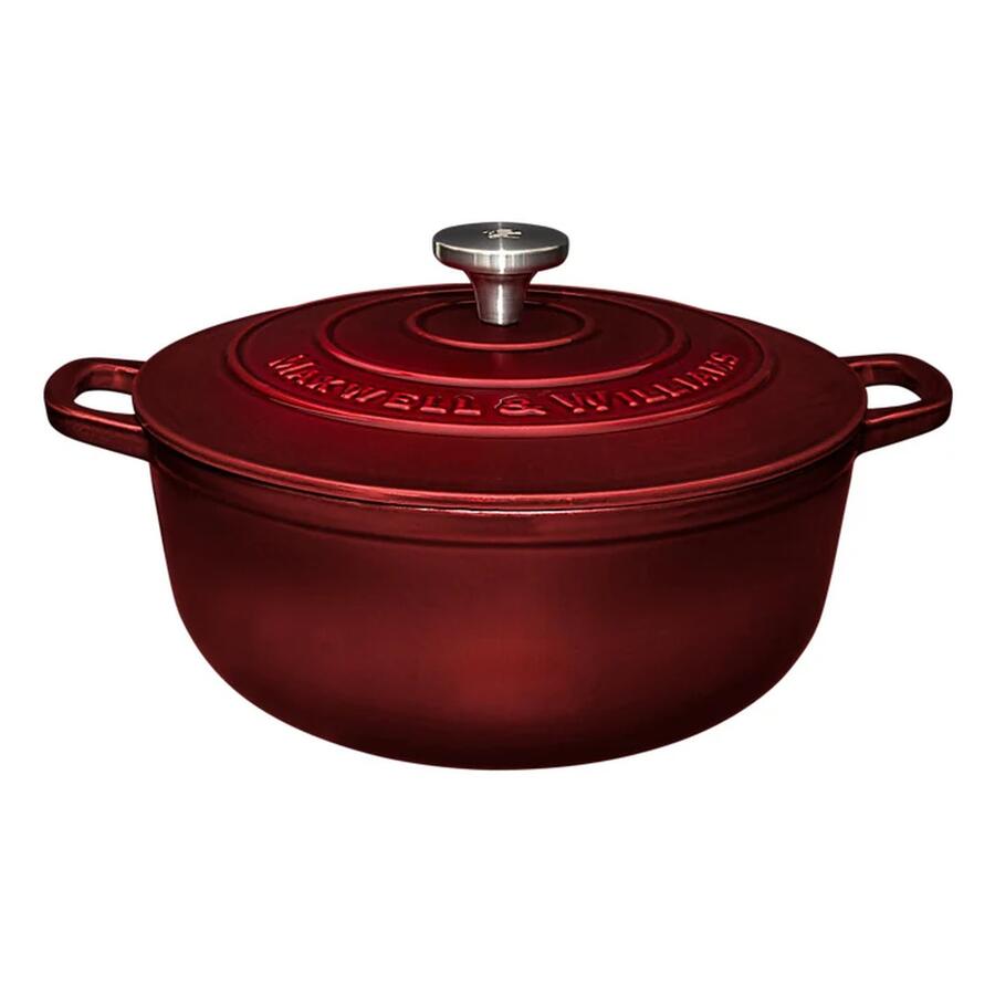 Maxwell & Williams - Casseruola Rotonda in Ghisa Cast Iron, Rossa, 28cm/6,2L