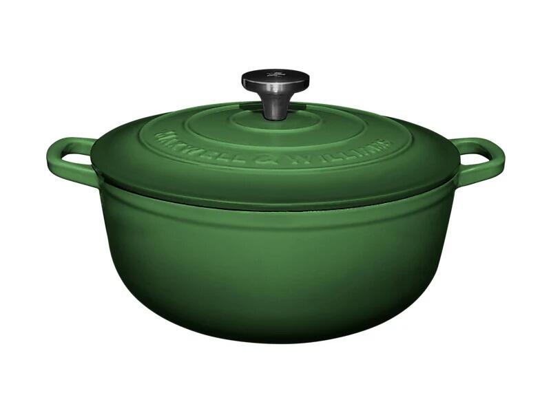 Maxwell & Williams - Casseruola Rotonda in Ghisa Cast Iron, Verde, 28cm/6,2L