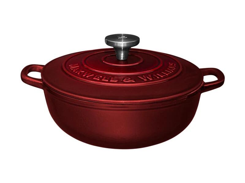Maxwell & Williams - Casseruola Rotonda in Ghisa Cast Iron, Rossa, 24cm/3,3L
