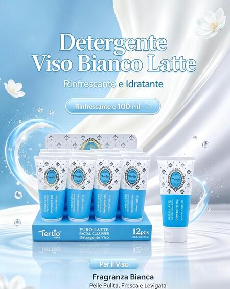 Tertio Puro Latte Detergente Viso da 100 ml [Conf. da 12 pezzi]