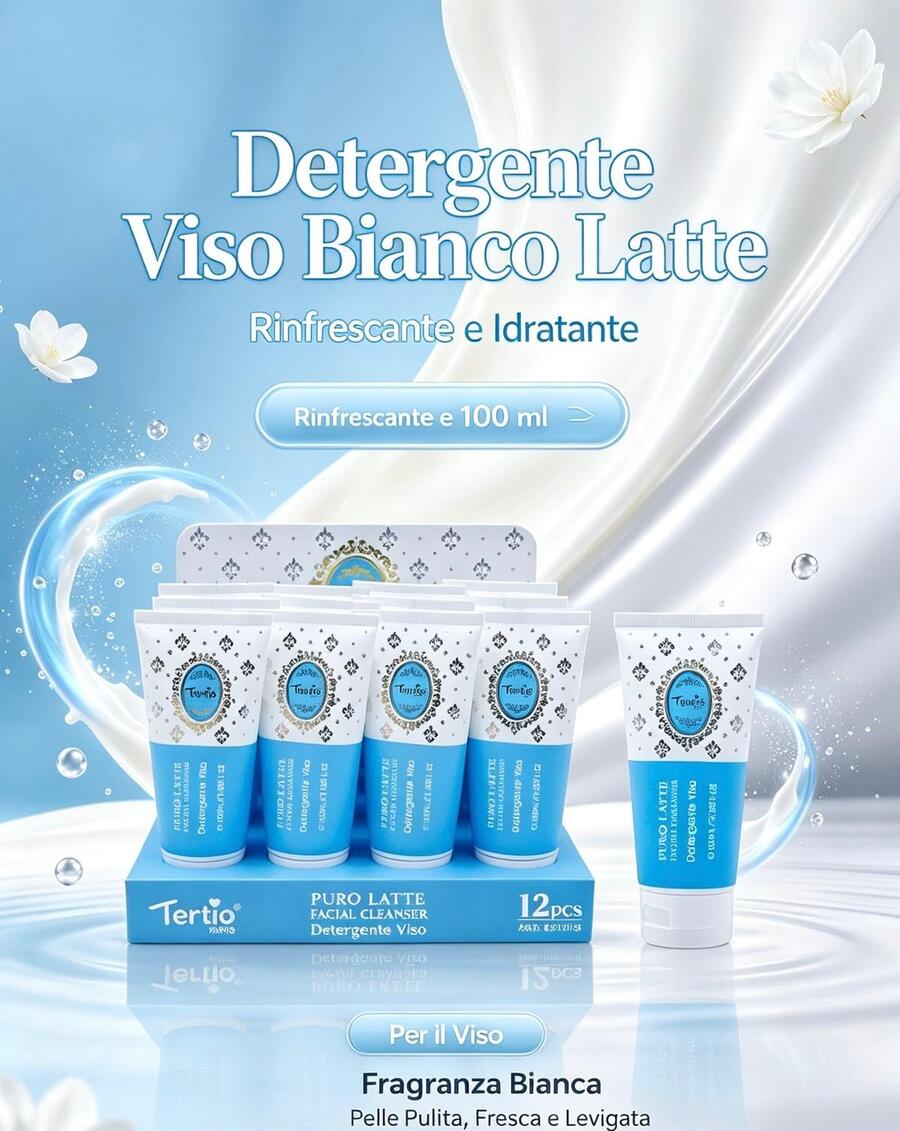 Tertio Puro Latte Detergente Viso da 100 ml [Conf. da 12 pezzi]