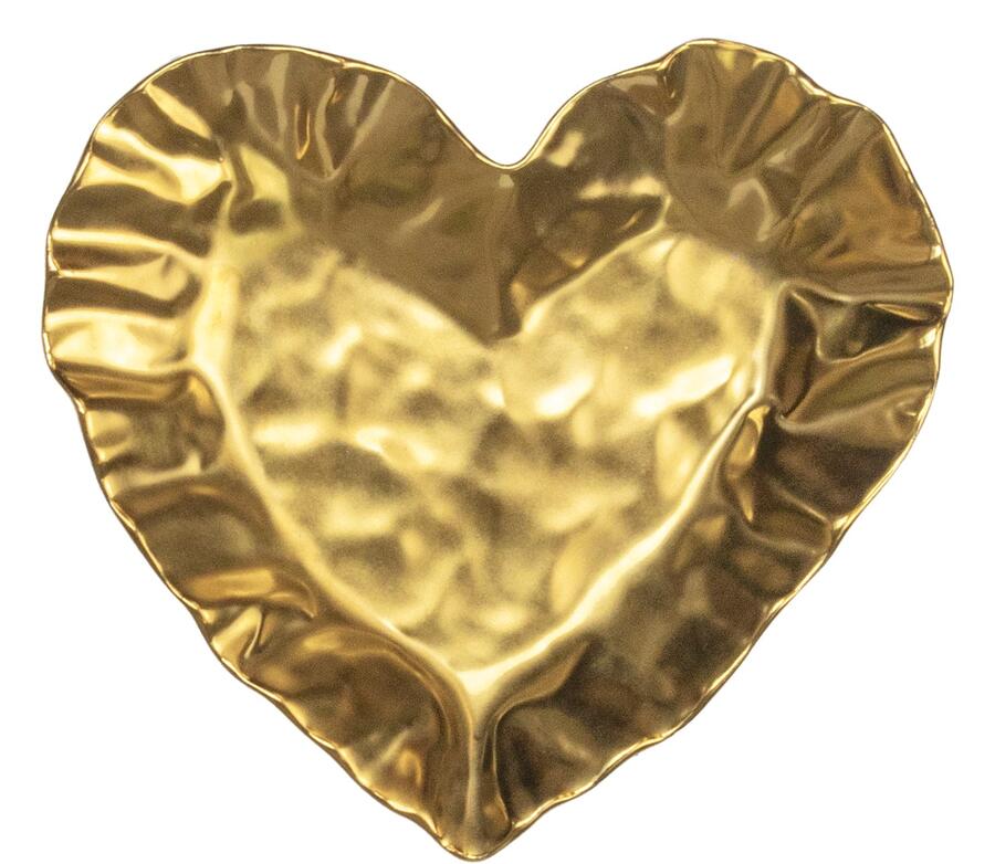 Livellara Milano - Piatto a Forma di Cuore Doropak, Porcellana Oro
