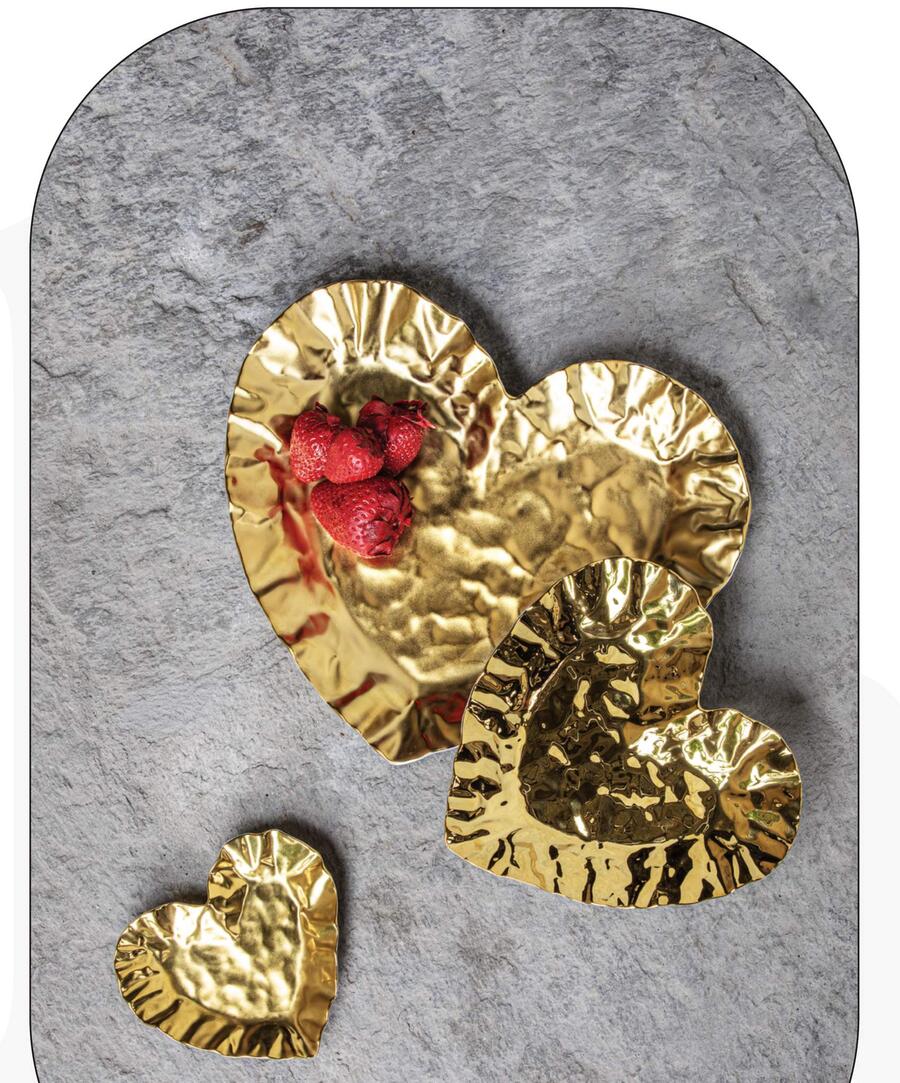 Livellara Milano - Piatto a Forma di Cuore Doropak, Porcellana Oro