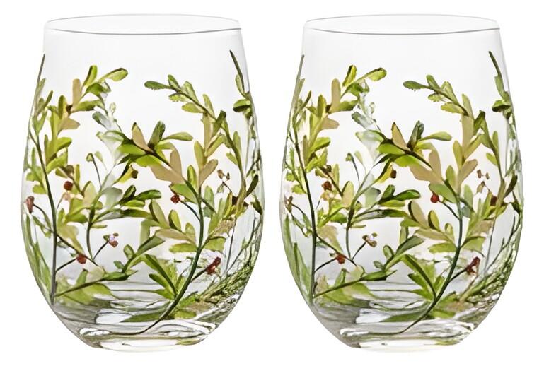 Livellara Milano - Set 6 Tumbler Natalizi Sotto il Vischio, Dipinti a Mano, 500ml
