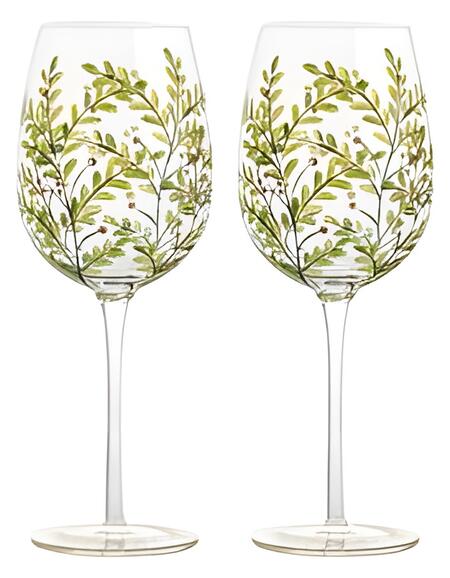 Livellara Milano - Set 6 Calici Natalizi Sotto il Vischio, Dipinti a Mano, 500ml