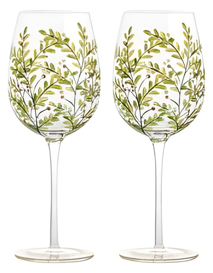 Livellara Milano - Set 6 Calici Natalizi Sotto il Vischio, Dipinti a Mano, 500ml